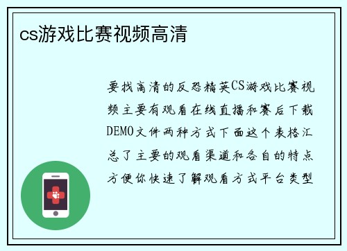 cs游戏比赛视频高清
